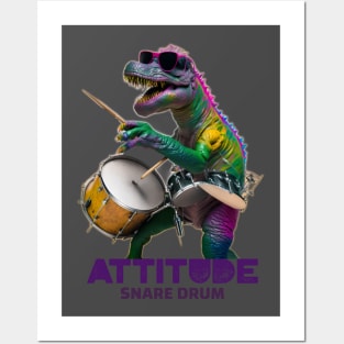 T-Rex Playing Snare Drum Posters and Art